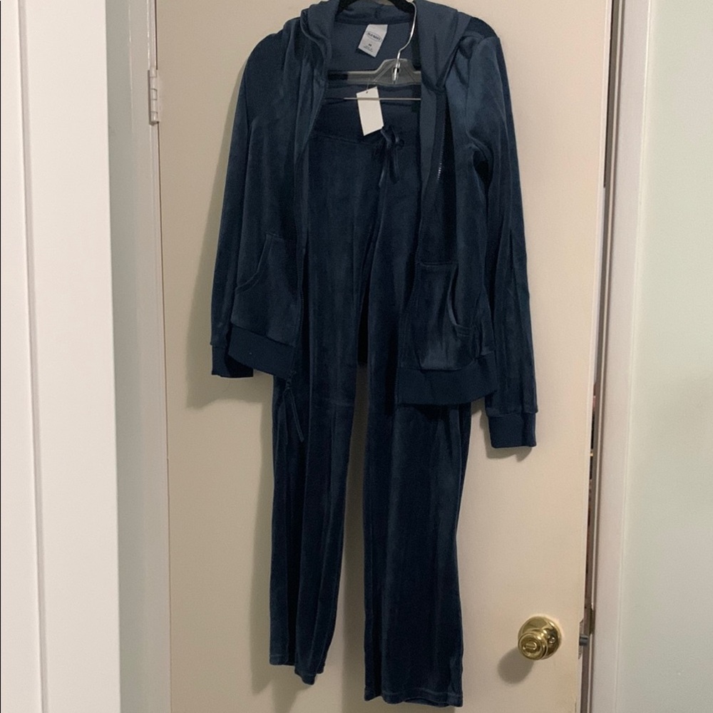 Deep Blue Velour Jumpsuit